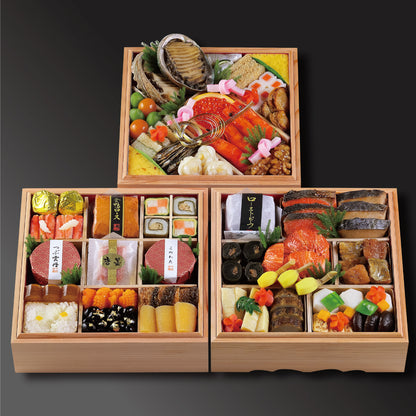 【本店】和おせち 三段 木箱(4人前)
